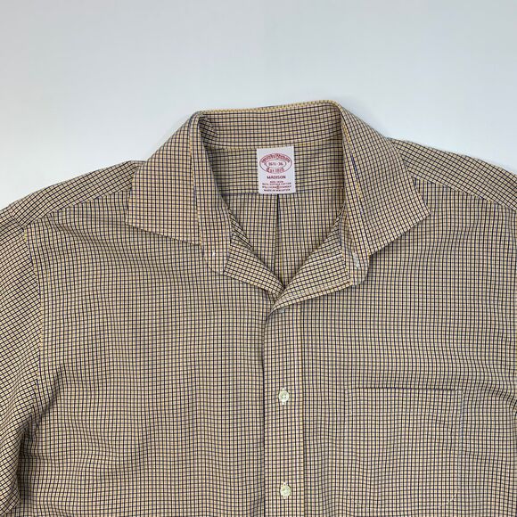 Brooks Brothers Shirt Mens 16.5 Plaid Madison Button Up Supima Cotton Stretch - Picture 3 of 10